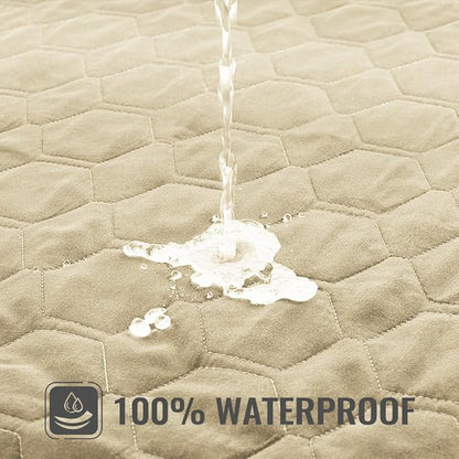 Nanbowang Waterproof Dog Bed Pillow, Washable Pet Hair Easy to Remove, Quilted, Lovely Puppy Bed Cover for Dog/Cat (27x36x6, 1pack, Beige)