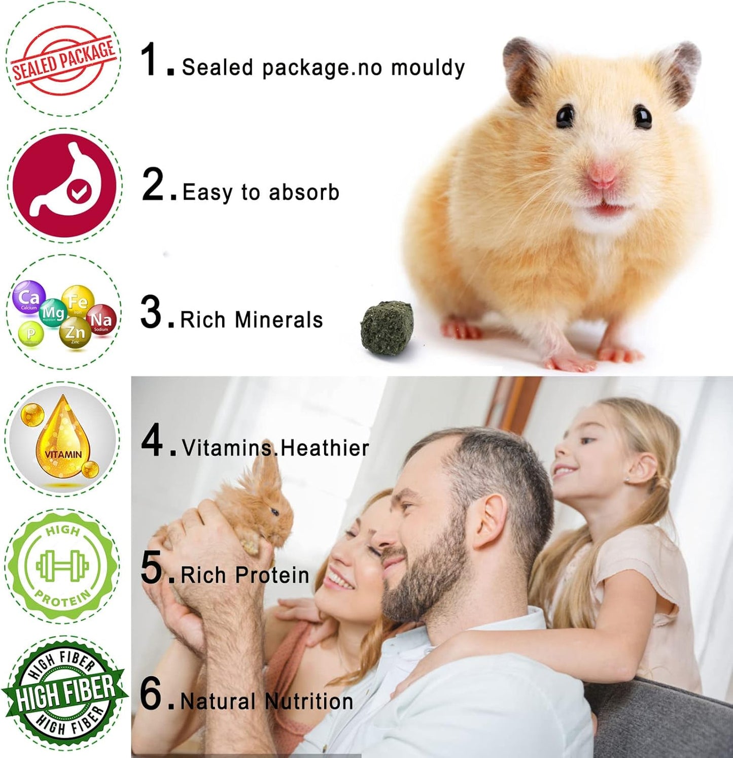 Timothy Hay Cubes 6oz -100% Natural Timothy Hay Made for Rabbits Sulcata Tortoise Guinea Pig, 6 oz