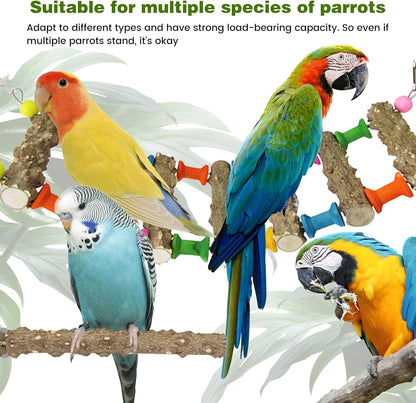 Parrot Cage Accessories-Pure Wood Parrot Perches Toys,Climbing Ladder,Bird Rotating Perch,Bird Swing,Suitable for Parakeet,Conure,Cockatiel,Mynah,Love Birds Finches