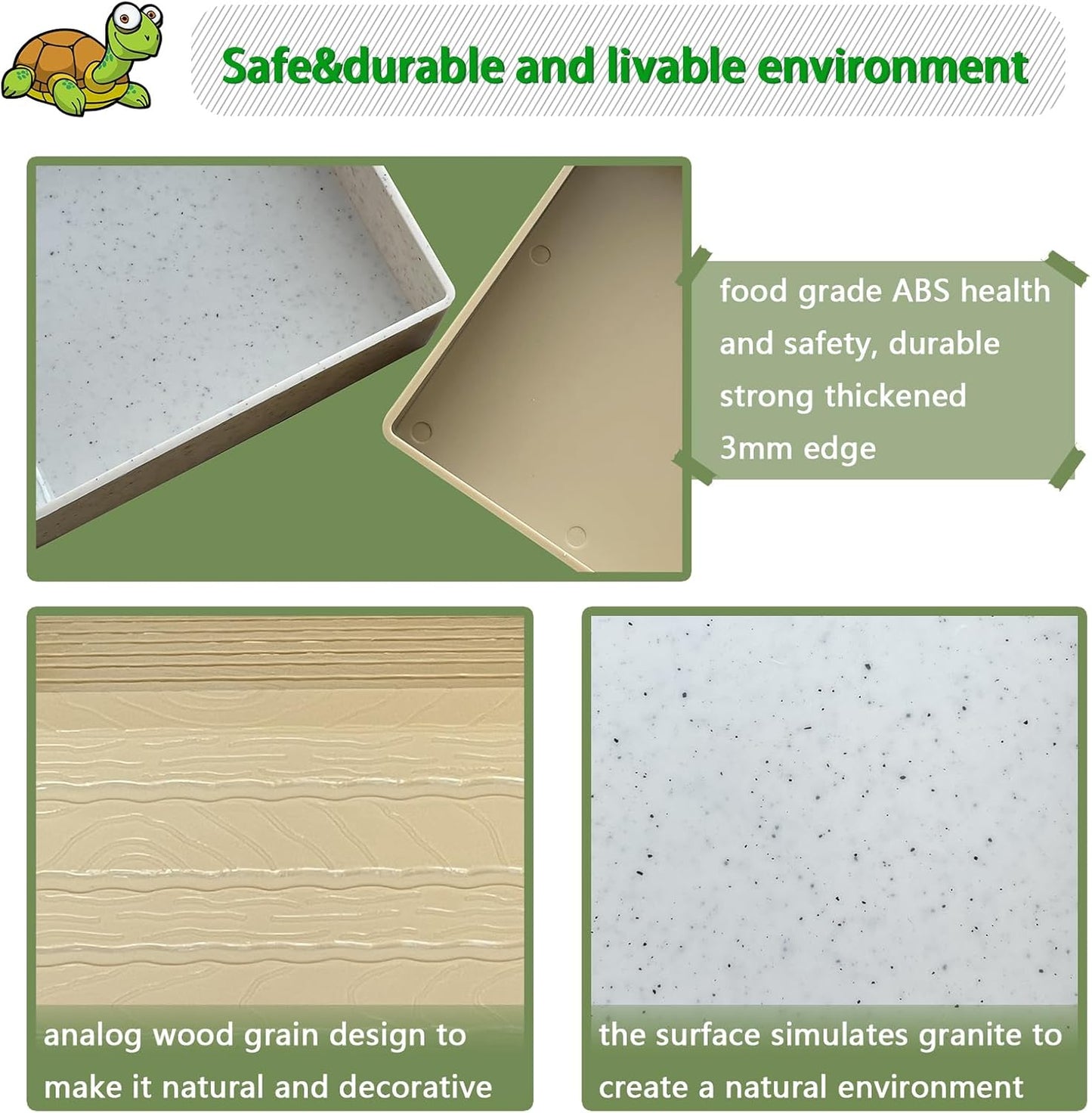 NGORAY Tortoise Feeding Dish with Ramp and Basking-Platform - Leaf Tortoise Water Food Bowls, Reptile Water Dish Amphibians Habitat, Reptile Water Bowl Fit for Amphibians with Forcep Cleaning Clip