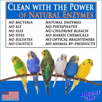Absolutely Clean Amazing Bird Cage Cleaner and Deodorizer - Just Spray/Wipe - Safely & Easily Removes Bird Messes Quickly and Easily - Made in The US - Fragrance Free (16oz Pack of 1)