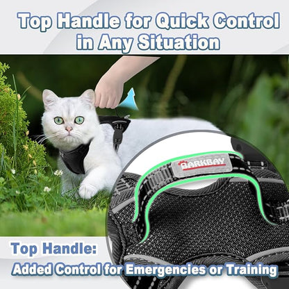 Cat Harness and Leash Set Escape Proof for Kitten Walking, Soft Adjustable Top Handle Vest Harnesses for Cats, Easy Control Breathable Reflective Small Medium Large, Black, XS