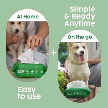 Pet Grooming Wipes - Natural & Organic Bamboo Base - Calming Lavender Scented - Freshening Dog Cat - Gentle on Sensitive Skin - Thick & Durable for Paw Coat & Bum Cleansing - 400 Count