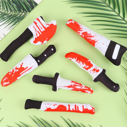 FOIMAS 6pcs Catnip Toys,Knife Shaped Catnip Toys Horror Teething Chew Plush Toys for Cat Kitten Teeth Cleaning Inreractive Toys Indoor Outdoor Halloween Christmas