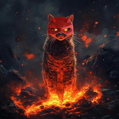 Cat Bat Mask Halloween Costumes Accessories for Cats, Cat Bat Cosplay Apparel (Medium, Red Devil)