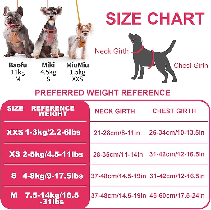 Puppytie No Pull xs Dog Harness with Multifunction Dog Leash,Soft Adjustable No Choke Escape Proof Pet Harness Vest,red,XS