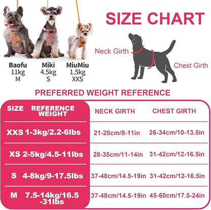 Puppytie No Pull XXS Puppy Harness with Multifunction Dog Leash,Soft Adjustable No Choke Escape Proof Pet Harness Vest,red,XXS