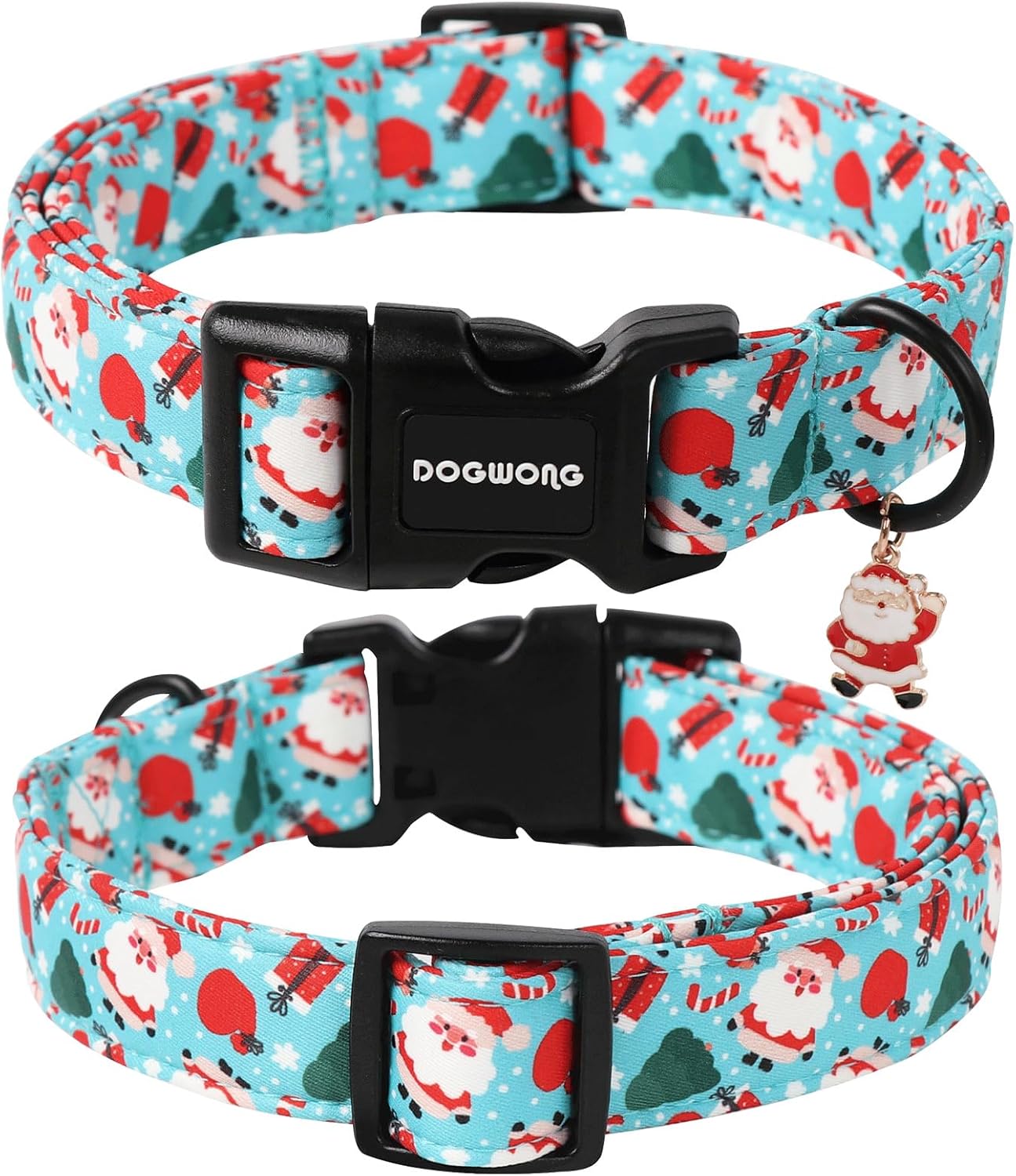 DOGWONG Christmas Santa Dog Collar- Cute Blue Christmas Penguin Dog Collar for Small Medium Large Dogs M