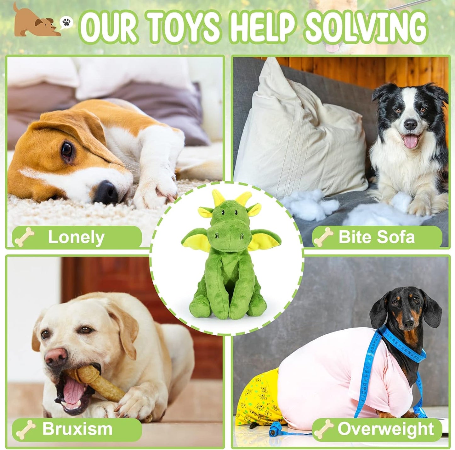 Squeaky Dog Toys Plush Dog Toy with Crinkle Paper Stuffed Durable Dog Chew Toys for Small Middle and Large Dogs