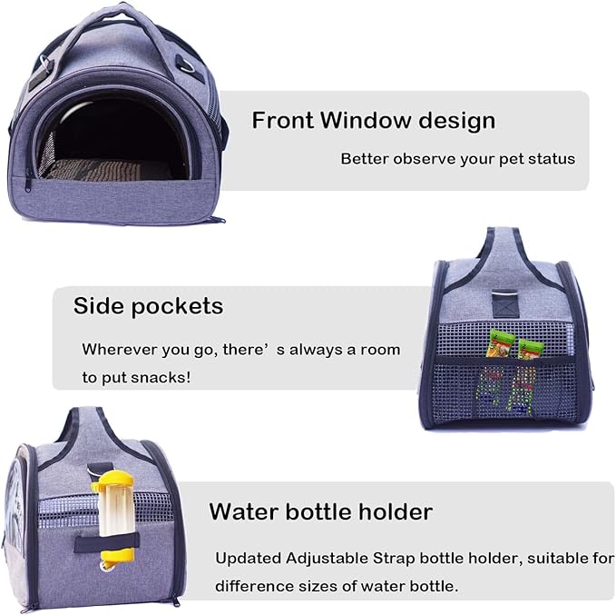 Guinea Pig Carrier, Small Pet Carriers for Rabbit Hamster Bird Bunny Bearded Dragon Kitty and Etc. Animal Bag with Stable Handle and Waterproof Pad, Easy Travel and Vet Visit-Large