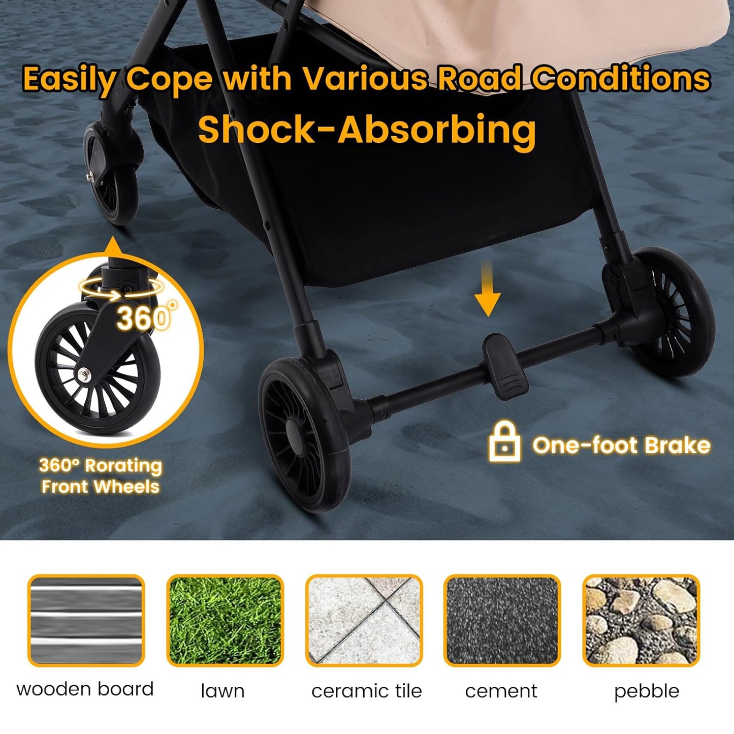 4 Wheels Pet Stroller, One-Step Folding Puppy Cage Jogger Stroller with Sun Cover, Pad and Breathable and Visible Mesh for Small/Medium Pets up to 50 lbs