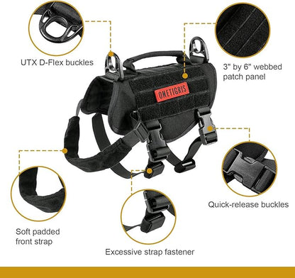 OneTigris Tactical Dog Harness,Puppy Harness with Handle, Military Vest for Small Dogs Outdoor Easy Control Training Walking