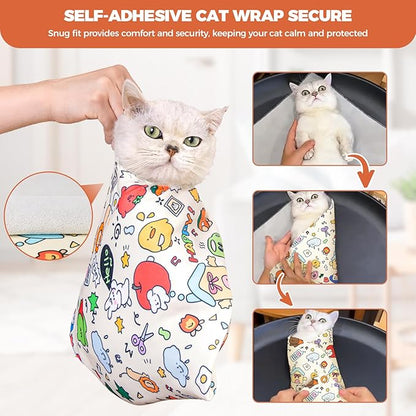 Cat Grooming Wrap, Cat Grooming Supplies for Cutting Nails, Cat Restraint for Nail Clipping to Anti-Scratch/Runaway/Bitten, Cat Swaddle Wrap for Calming & Holding Cat (XXL (Within 22lbs)