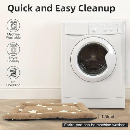 Mora Pets Dog Crate Pad Kennel Dog Bed Mat for Medium Dogs Washable Cute Star Pet Bed for Cage Ultra Soft Flat Puppy Cat Kitten Cushion for Sleeping Anti-Slip Brown 30 x 19