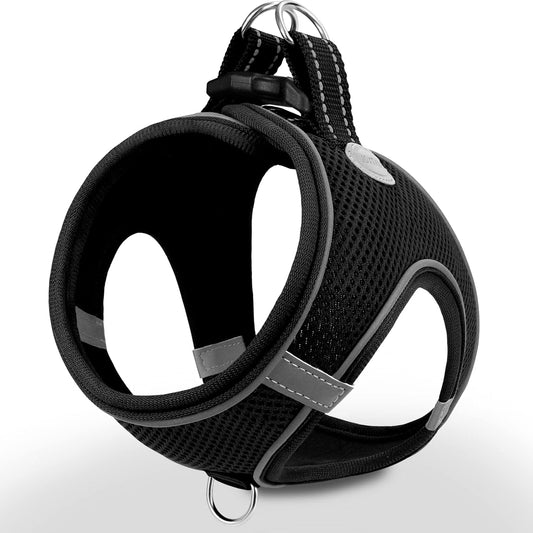 Joytale Small Dog Harness, Breathable Mesh Step-in Vest, Reflective Soft Padded Harnesses for Medium Dogs, Black, XL