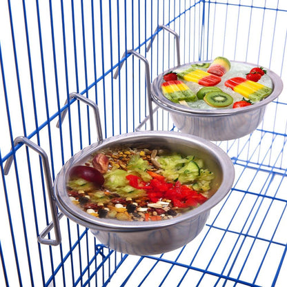 QBLEEV Stainless Steel Birdcage Feeder Bowls for Hamster Cage, 150ml, 5 oz