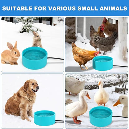 3.2L Heated Water Bowl for Pets, Outside Heated Dog Bowl, Large Heated Dog Water Bowl Outdoor, Thermostatic Control Heated Cat Bowl, Anti-Freeze Heated Pet Water Bowl for Chicken,Duck,Goose,Rabbit