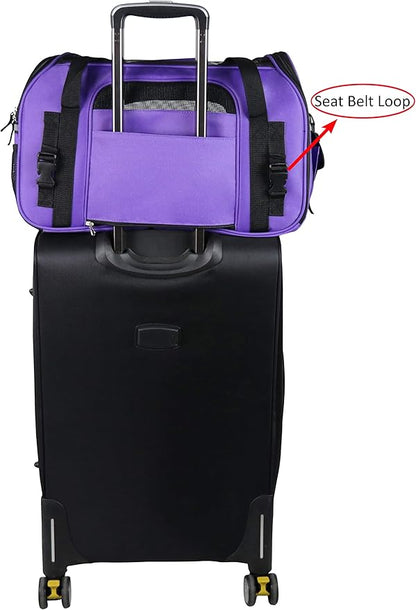 EliteField Soft Sided Pet Carrier (3 Year Warranty, Airline Approved), Multiple Sizes and Colors Available (Large: 19" L x 10" W x 13" H, Purple)