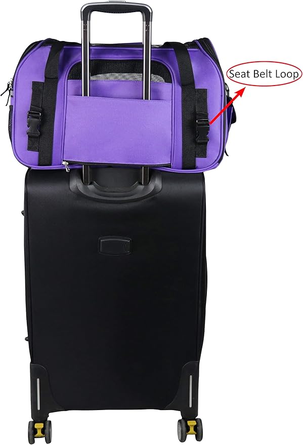 EliteField Soft Pet Carrier (3 Year Warranty, Airline Approved) Soft Sided Dog Puppy Cat Carrier Travel Bag (X-Large: 21" L x 12" W x 13" H, Purple)