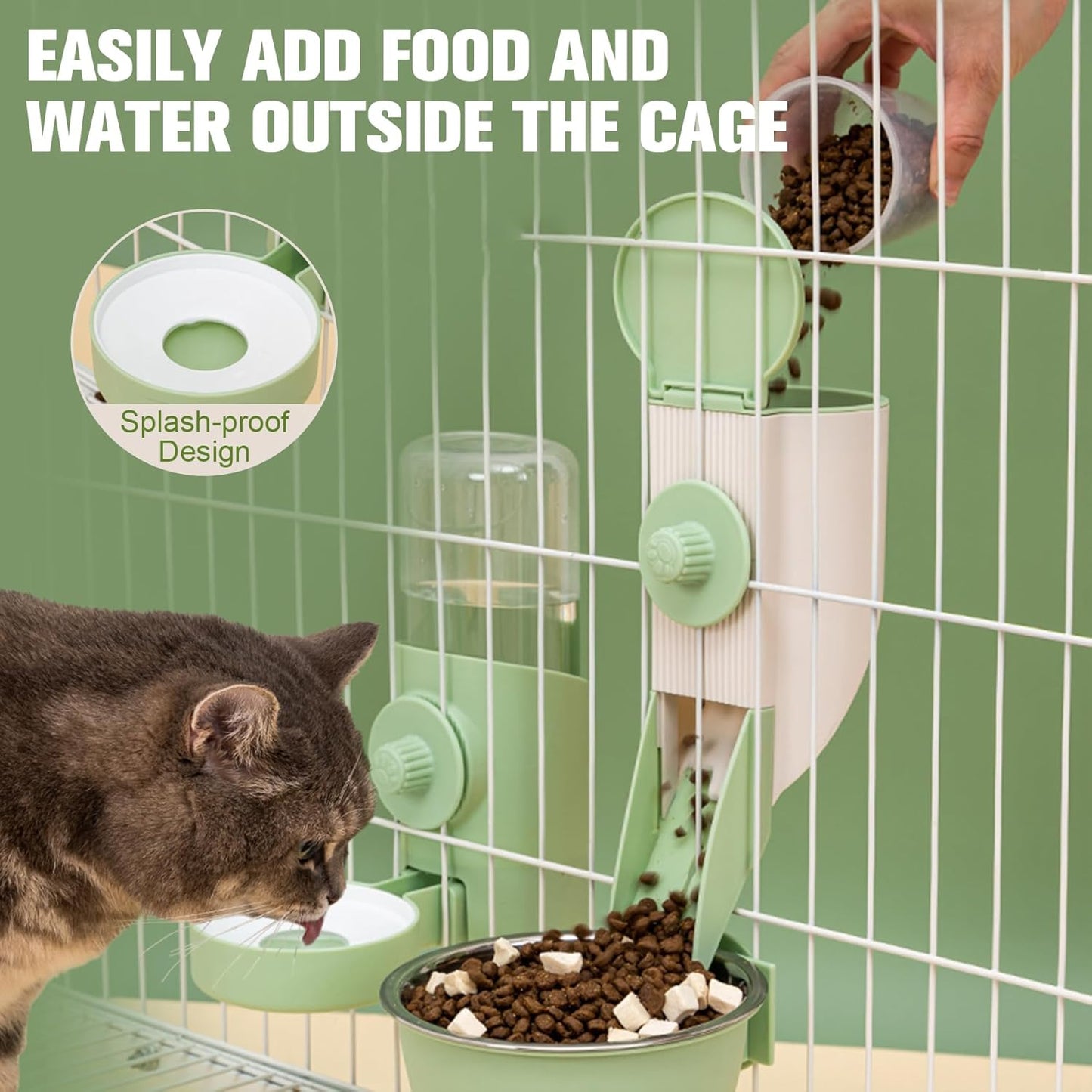 Hanging Automatic Food Feeder and Water Dispenser Bunny Gravity Feeding Station Waterer Set Self-Dispensing Feeder for Rabbit,Ferret,Guinea Pigs Chinchillas Hedgehog