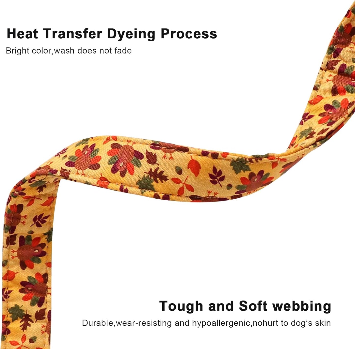 Lionet Paws Thanksgivng Day Dog Collar- Cute Yellow Turkey Dog Collars with Plastic Buckle and Turkey Pendant, Light Adjustable Dog Collars for Small Medium Dogs