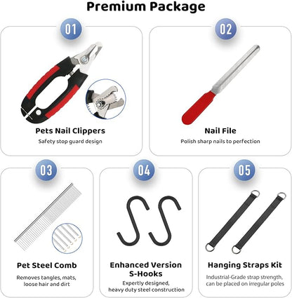 Guzekier Dog Grooming Hammock for Trim Nail, Dog Sling for Grooming, Dog Hammock Restraint Bag with Nail Clippers/Trimmer, Nail File, Pet Comb,Ear/Eye Care