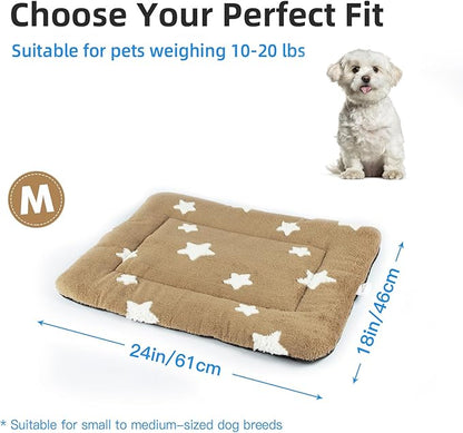 Mora Pets Dog Crate Pad Kennel Bed Crate Mat for Small Dogs Washable Cute Star Pet Bed for Dog Cage Ultra Soft Flat Puppy Cat Kitten Pillow Cushion for Sleeping Anti-Slip Brown 24 x 18