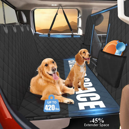 High Barrier Truck Back Seat Extender for Dogs, Hard Bottom Truck Dog Seat Cover Back Seat Holds 420lbs, Waterproof Pet Dog Hammock for Crew Cab Trucks F150, RAM1500, Sierra, Tundra, Silverado
