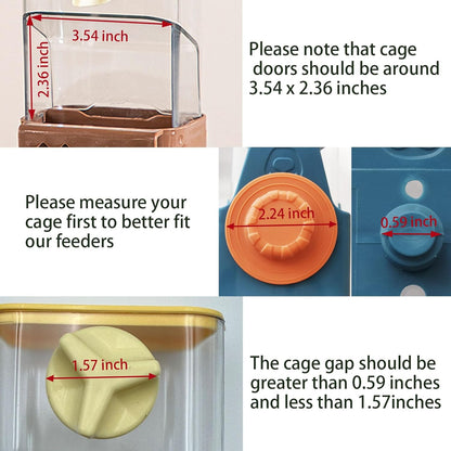 No Mess Bird Feeder Water Dispenser Set, Automatic Transparent Parrot Feeder Acrylic Parrot Food Container Drinker Cage Accessories for Small Birds Canary Parakeet Finch (Blue+Blue, 1)