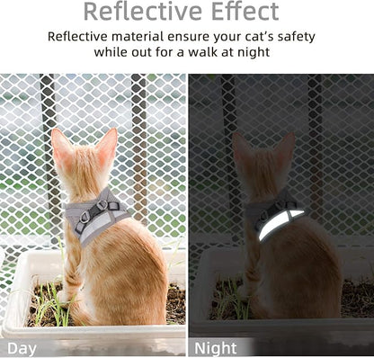 Gray X-Small Adjustable Breathable Reflective Harness for Small Cats and Dogs