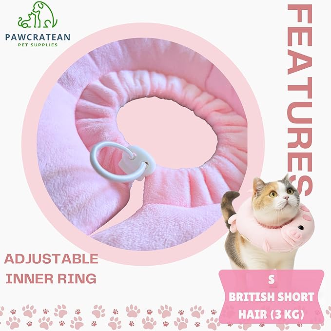 Adjustable Comfy Flower Style Elizabeth Collar for Cats Puppies Soft Recovery Cone Pet Protective Neck Collar (Pink Pig (Open Ring), Small)