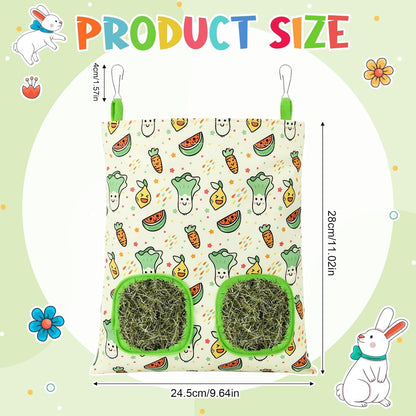 UPINS 2 Pack Guinea Pig Hay Feeder,Rabbit Hay Bag Hanging Hay Holder for Guinea Pig Cage Hay Feeder for Bunny Rabbits Chinchillas Hamsters Small Pets and Animals