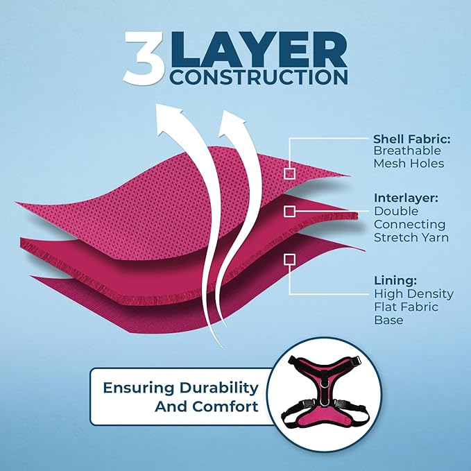 Voyager Step-in Lock Adjustable Cat Harness w. Cat Leash Combo Set with Neoprene Handle 5ft - Supports Small, Medium and Large Breed Cats by Best Pet Supplies - Fuchsia/Black Trim, XXXS