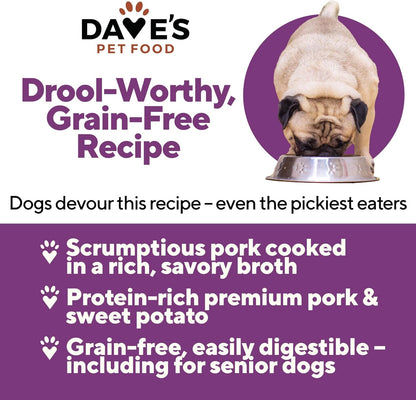Dave’s Dog Food Grain Free Dog Food Wet (Pork & Sweet Potato in Broth), Made in Canada Naturally Healthy Canned Topper, Gluten Free, 13.2 oz (12 Pack)