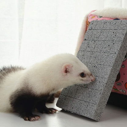 Hamiledyi Rabbit Scratch Foot Pads 2Pack Bunny Grinding Claw Pad Small Animals Lava Grinding Teeth Stone Hamster Chew Sweet Bamboo Treats Toy for Chinchilla Ferret Guinea Pig Rat Gerbil Hedgehog Grey