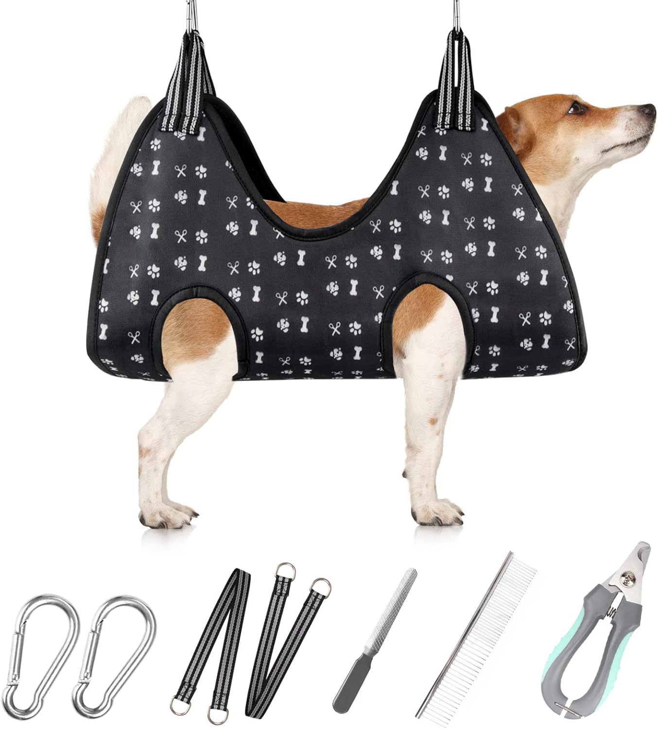Pet Dog Grooming Hammock Harness for Nail Trimming (S 30lb), Dog Sling for Cutting Nail, Dog Hanging Holder Hanger for Clipping Nail with Nail Clippers, Nail File, Pet Comb
