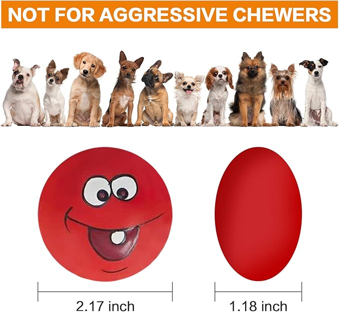 N-S Dog Toy,Squeaky Dog Toys Chewing Durable Teething Latex Rubber Soft Interactive Fetch Play Dog Balls with Funny Face for Puppy Small Medium Pet Dog (5PCS), 2.16x2.16x1.18 Inch