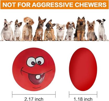 N-S Dog Toy,Squeaky Dog Toys Chewing Durable Teething Latex Rubber Soft Interactive Fetch Play Dog Balls with Funny Face for Puppy Small Medium Pet Dog (5PCS), 2.16x2.16x1.18 Inch