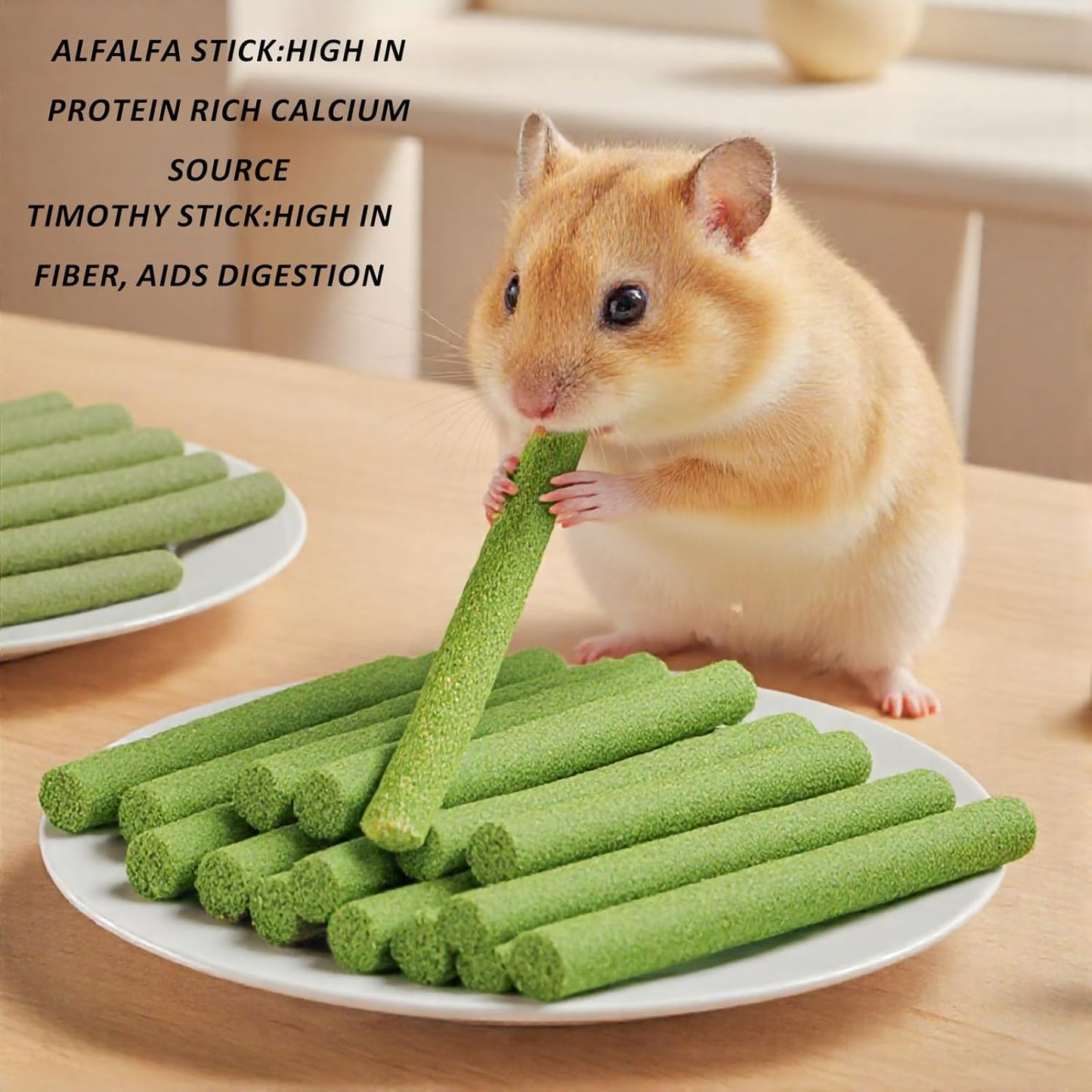 Bunny Chew Stick Rabbit Toy Treat 140g 4 in 1 Molar Stuff Organic Natural Snack Apple Branch Sweet Bamboo Timothy Hay Alfalfa Food Clean Teeth Hamster Chinchilla Parrot Gerbil Squirrel