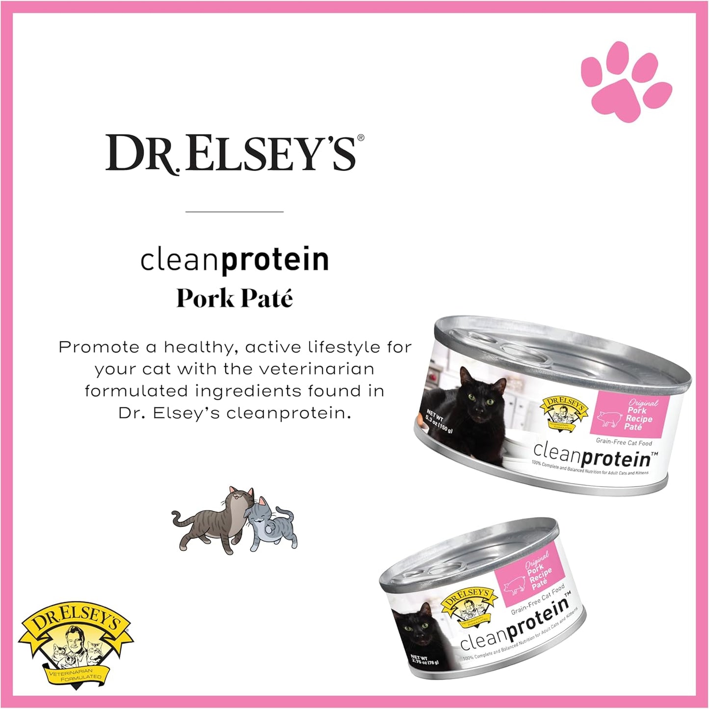Dr. Elsey's cleanprotein Original Pork Recipe Wet Cat Food, 2.75 oz Can (Pack of 24)