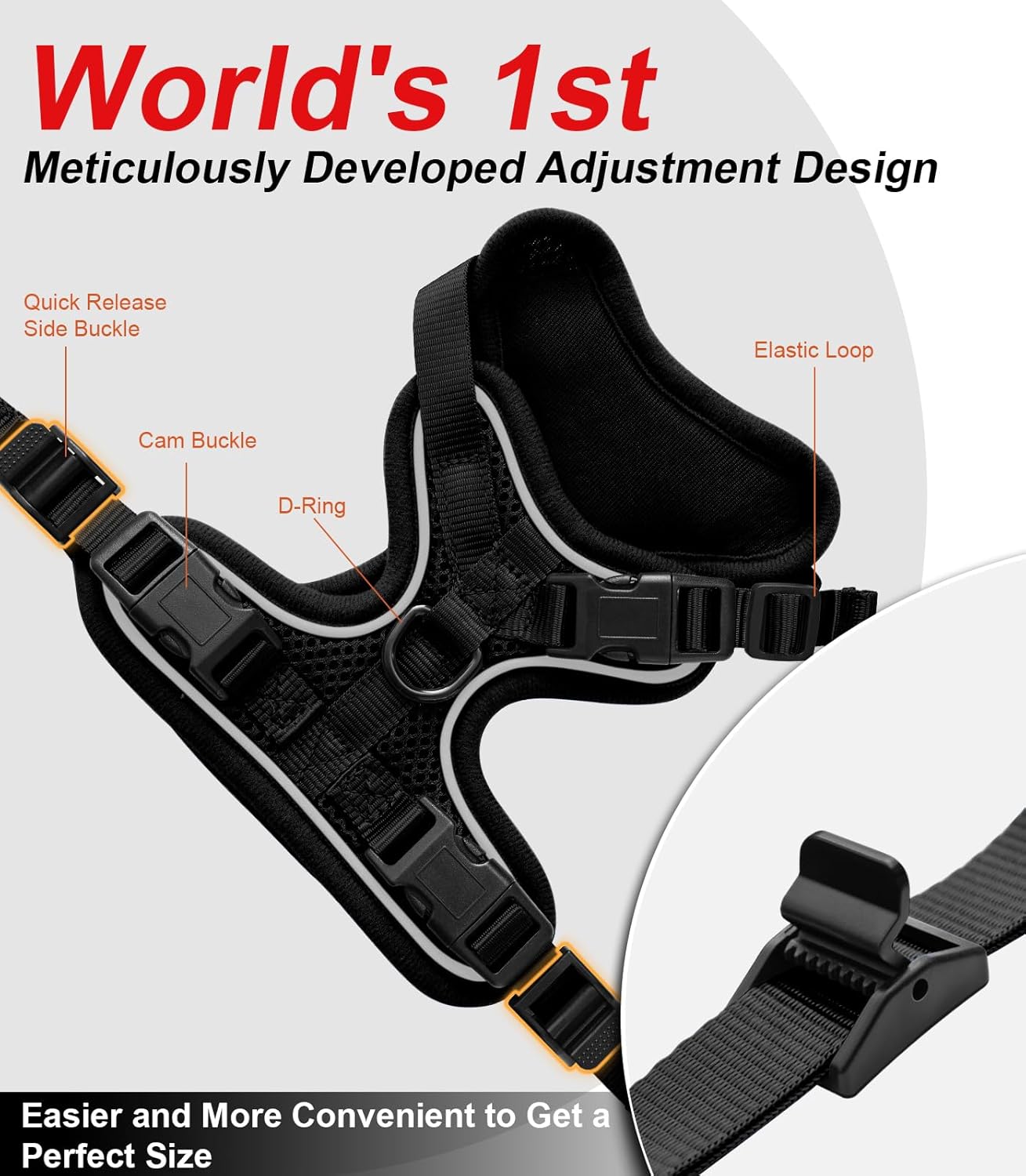 Cat Harness and Leash for Walking Escape Proof Soft Adjustable Cat Leash Breathable Comfortable Vest Easy to Wear Kitten Harness for Outdoor Travel Black XS