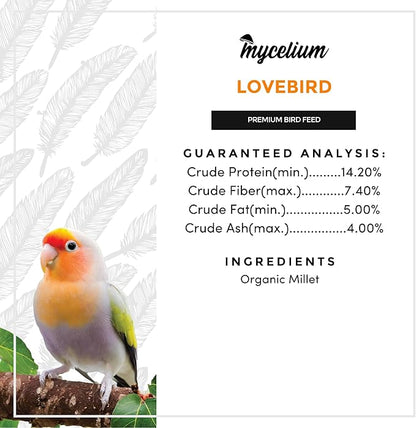 Mycelium Premium Millet – Organic, Non-GMO, High Nutritional Value Bird Food for Lovebirds, Sourced from Local USA Farms, Sustainable Farming, 5 lbs