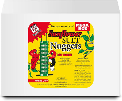 C&S Sunflower Suet Nuggets, Wild Birds Food For Woodpeckers, Chickadees, Nuthatches, and More, 8 Pounds