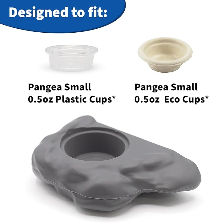 Pangea Silicone Gecko Feeding Ledge - Magnetic Mini Food Dish for Reptile Tank - 4.125" x 2.625" x 1.18" - Fits 0.5oz Cups (Gray)