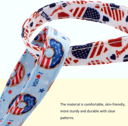 Faygarsle 2 Pack Patriotic American Flag Dog Collar Pattern Cat Collars Breakaway Safety Collar with Bell Spring Summer Design for Girl Cats, Red White Blue