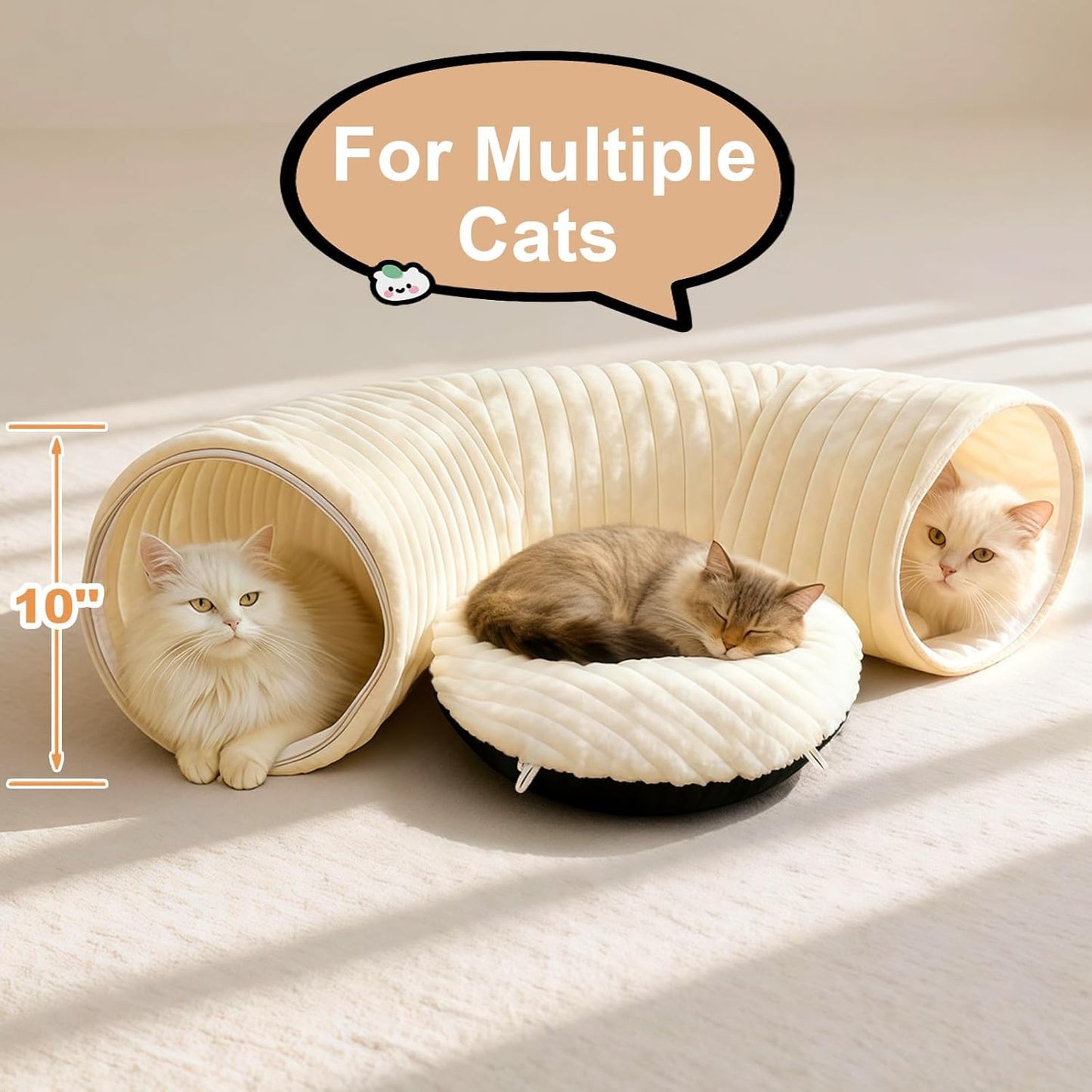 Cat Tunnel Bed with 40 Cat Toys, Collapsible Play Tunnel for Indoor Cats, Cat Tube for Kitten Puppy
