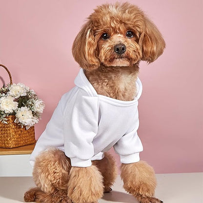 Jecikelon Winter Dog Hoodie Sweatshirts with Pockets Warm Dog Clothes for Small Dogs Chihuahua Coat Clothing Puppy Cat Custume (White, X-Small)