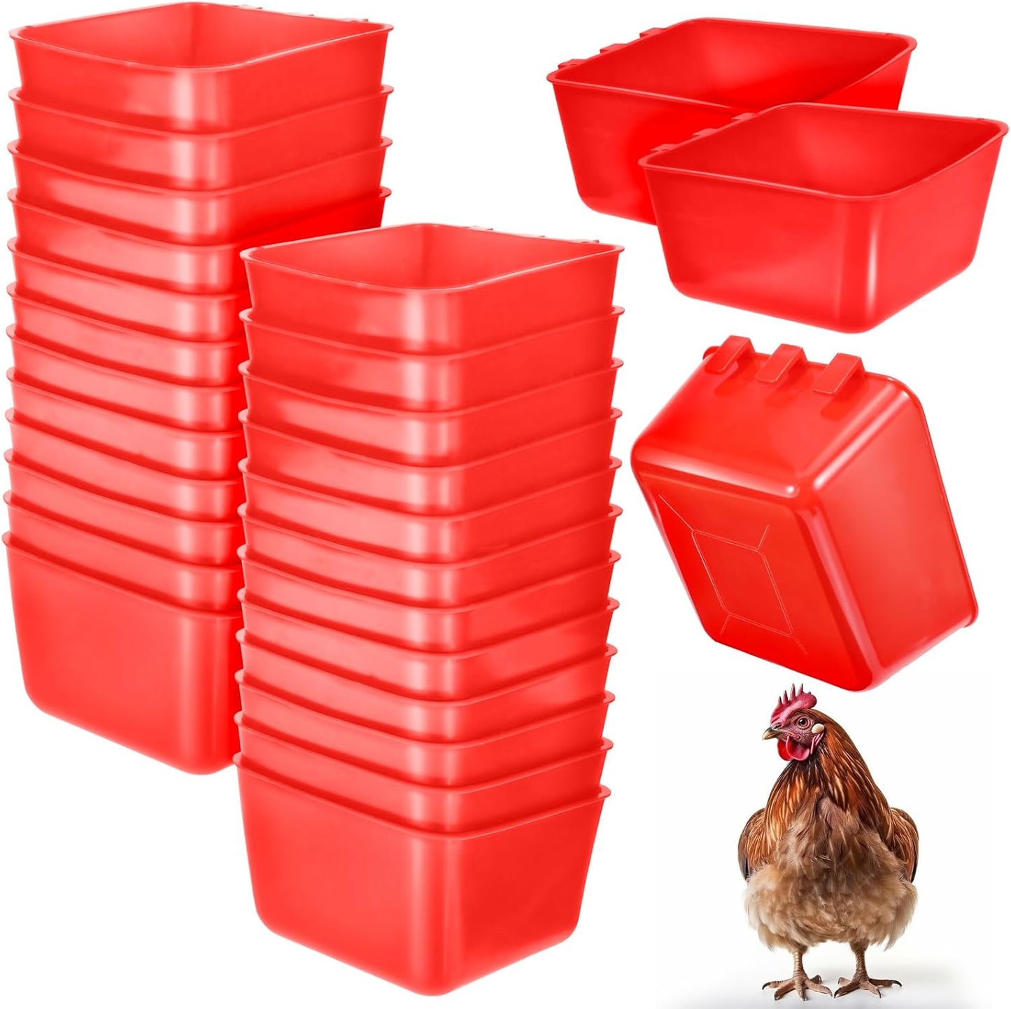 20 Pcs Cage Cups Chicken Feeder Waterer, 16 oz, Hanging Bunny Cage Feeder, Chicken Water Bowl for Pet Parrot, Rooster, Parakeet