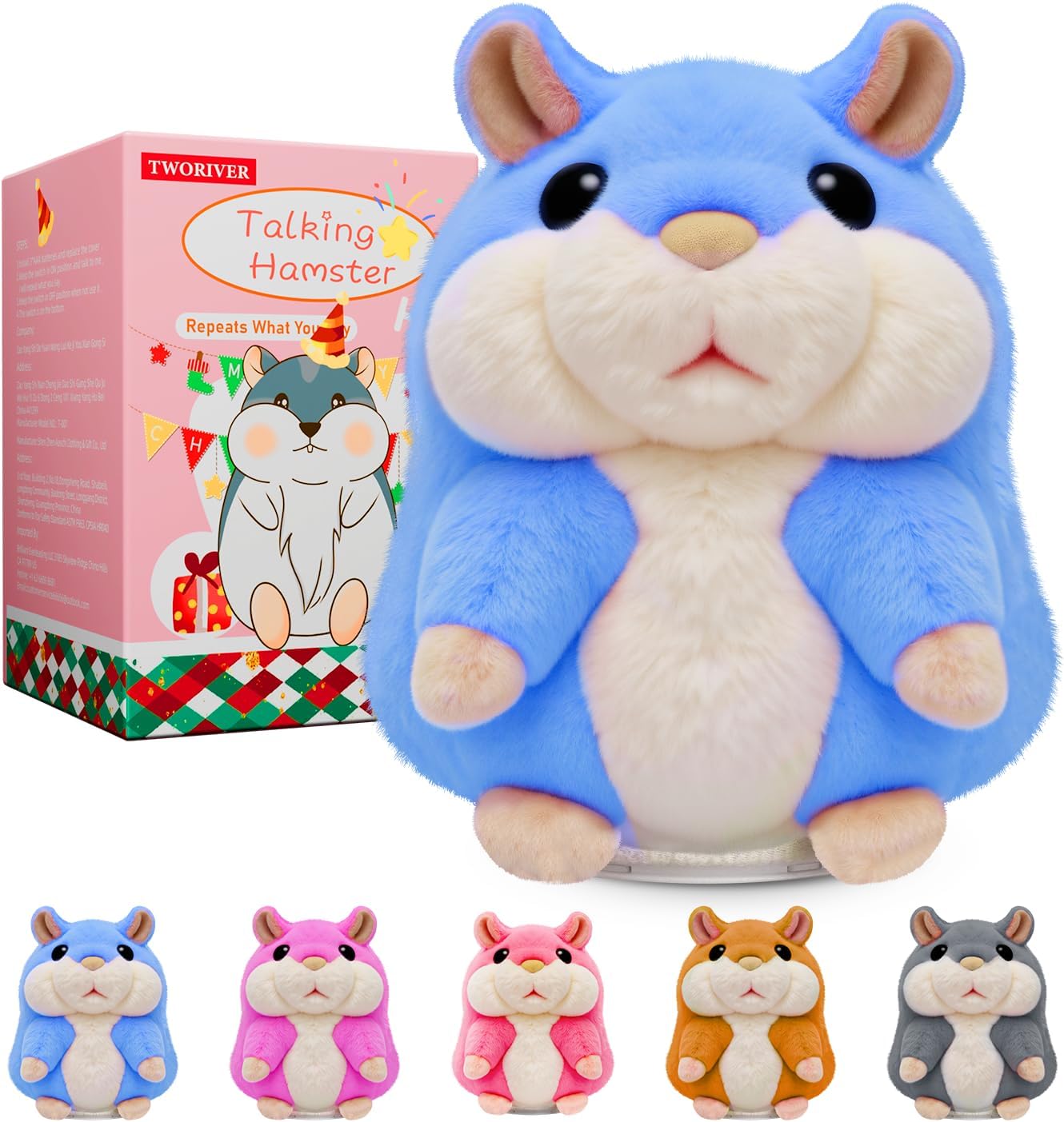 White Elephant Gifts for Adults Talking Hamster Repeats What You Say,2025 Coolest New Infant Unusual Birthday Gifts List,Small Top Xmas Toys for Ages 2-4 Boys Blue Stocking Stuffers Kid