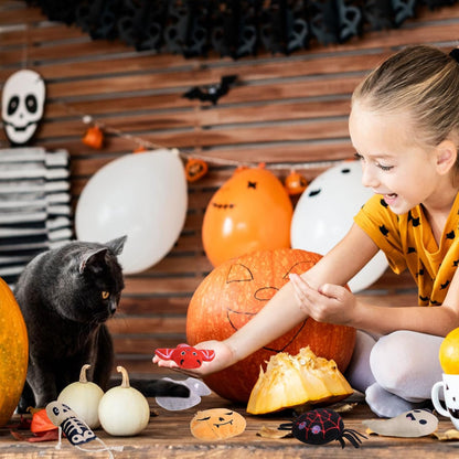 FOIMAS Halloween Catnip Toys,Pumpkin Ghost Catnip Toy Chew Bite Plush Toy for Cat Interactive, Pack of 6